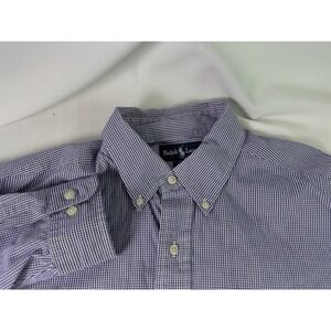 Ralph Lauren Shirt Mens 16.5 34/35 Blue‎ Check Long Sleeve Button Up Yarmouth